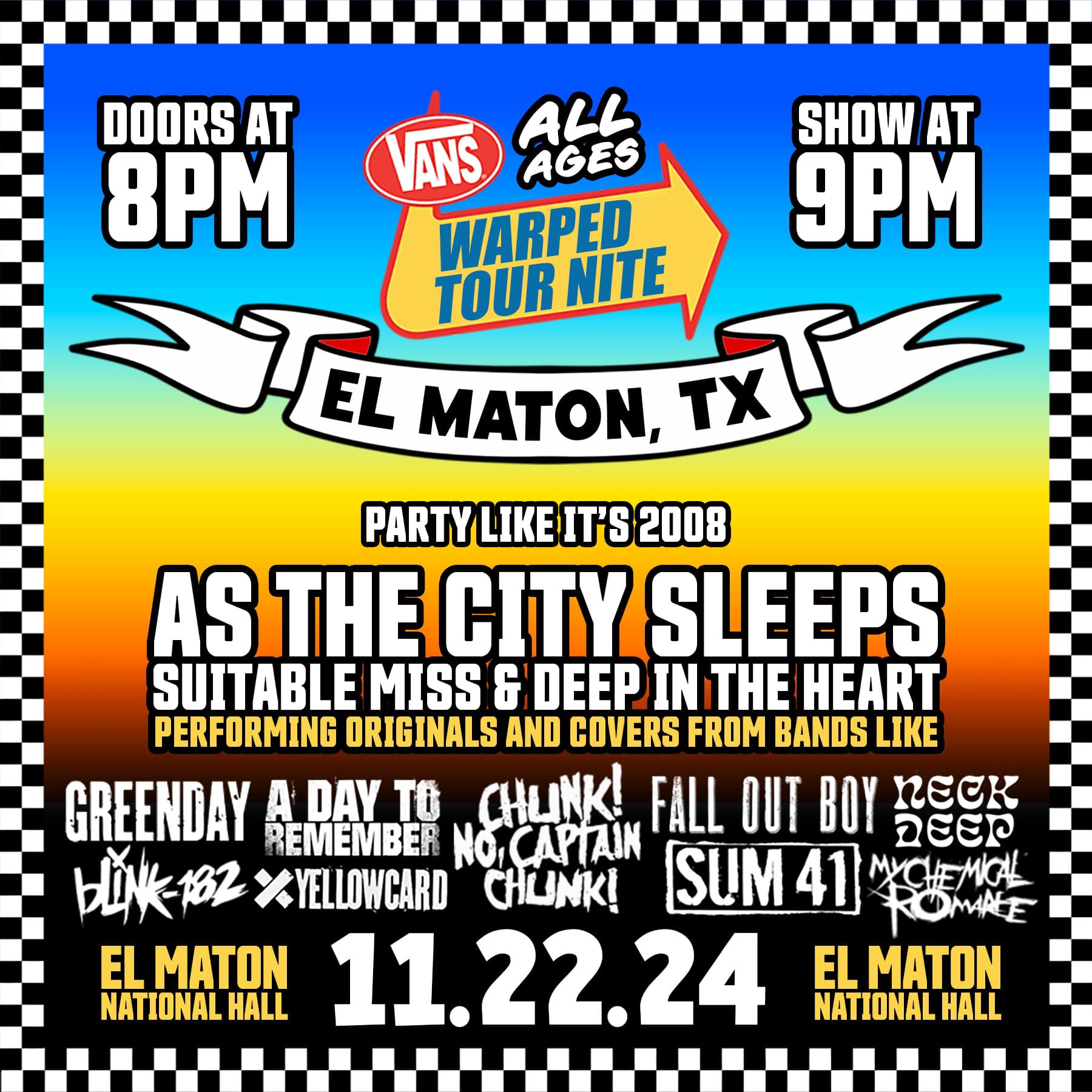 Warped Tour Nite - Friday, November 22nd - 8pm