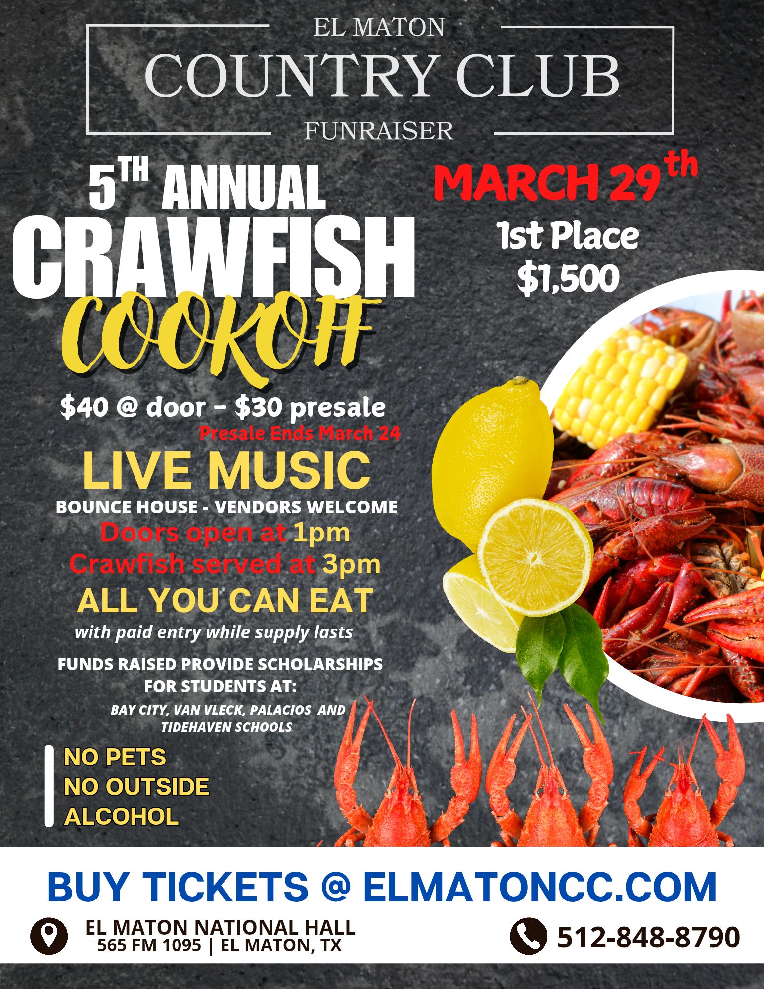 5th Annual Crawfish Cookoff - Saturday, March 29, 2025