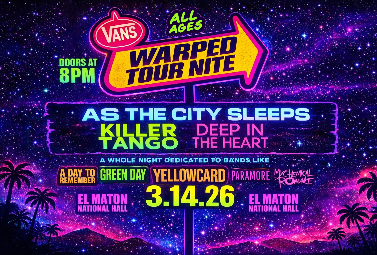 Warped Tour Nite - Saturday, March 14th - 8 pm