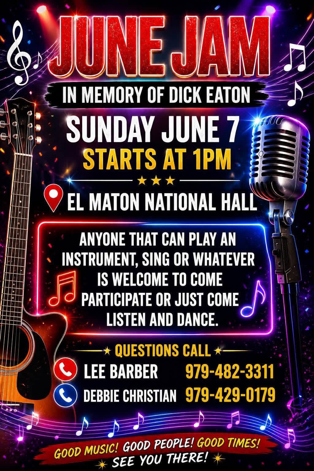 Dick Eaton Memorial Jam - Sunday, June 7th - 12pm to ???