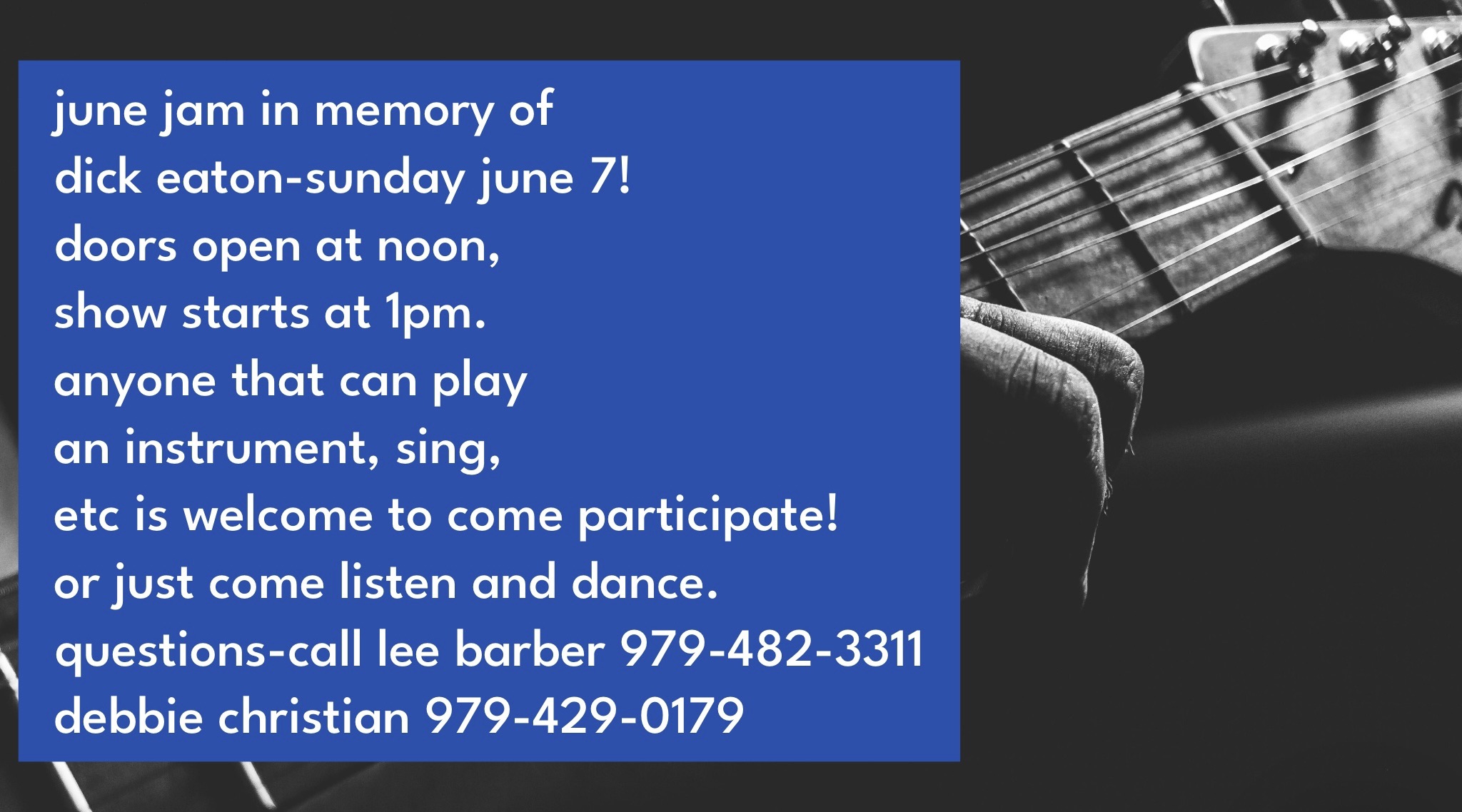 Dick Eaton Memorial Jam - Sunday, June 7th - 12pm to ???