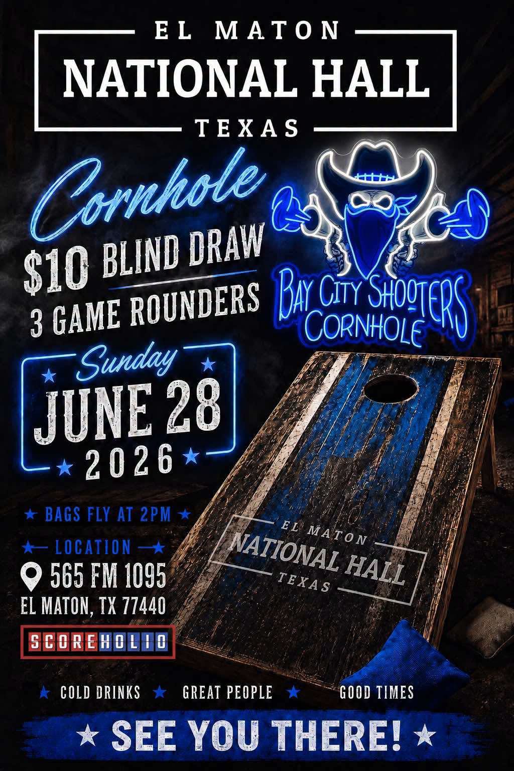 Cornhole Tournament at the Hall - Sunday, June 28th - 2pm